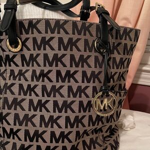 Michael Kors Monogram Black and Tan Tote